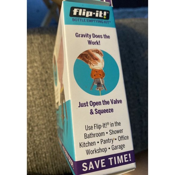 Flip-It! Bottle Emptying Kit Bottle Cap Condiment Lotion Shampoo | Grey NEW - Picture 2 of 3